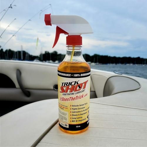 Trick Shot - 3-in-1 Penetrating Lubricant Oil - Biobased Food Grade Industrial Oil for Parts, Rust and Corrosion Remover, Anti-Seize Lubricant Protects Metal Surfaces, Degreases & Cleans - 16 oz - size: 16 Fl Oz, style: 1-Pack