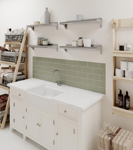 AmGood Narrow 6 in. Deep x 24 in. Wide Stainless Steel Wall Mount Shelf with Backsplash - Bathroom, Restroom & Spice Storage | NSF 18-Gauge 430, Holds 140 lbs | Bullnose Edge, Brackets Included - size: 6 in. x 24 in.