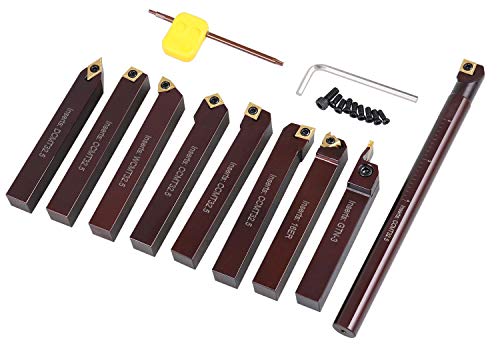 Accusize 5/8 in Shank Indexable Carbide Turning Tool Set, 2988-0058 - size: 9 Pcs/Set for Steel