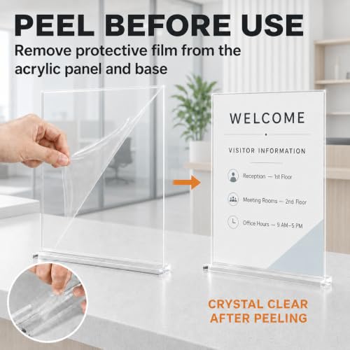 MaxGear Acrylic Sign Holder 8.5" x 11" Double Sided Display Stand, 2 Pack - size: Slot-2pack
