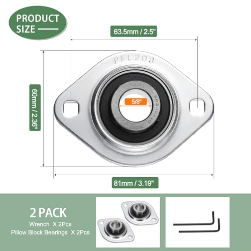 SBPFL202-10 Pillow Block Bearings,5/8" Bore 304 SS Housing w Wrench - size: SBPFL202-10( ID:5/8")