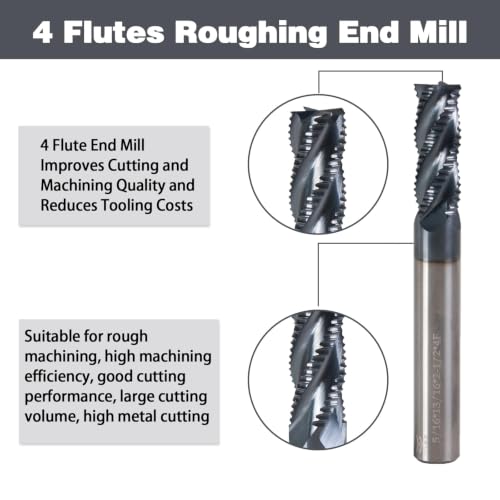 5/16" 4 Flute Roughing End Mill AlTiN Coated Carbide, 1Pcs - size: 5/16 in