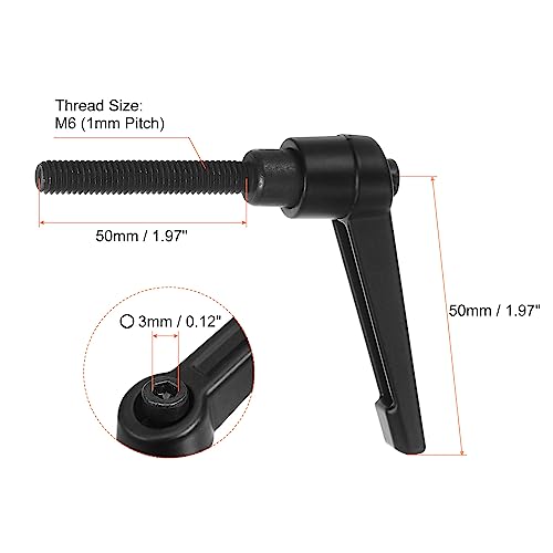 HARFINGTON 6pcs Adjustable Clamping Lever Handles M6 x 50mm Male Thread Bolt Knobs Rotating Screw Locking Quick Release Ratchet Push Button Handle, Black - size: M6 x 50mm