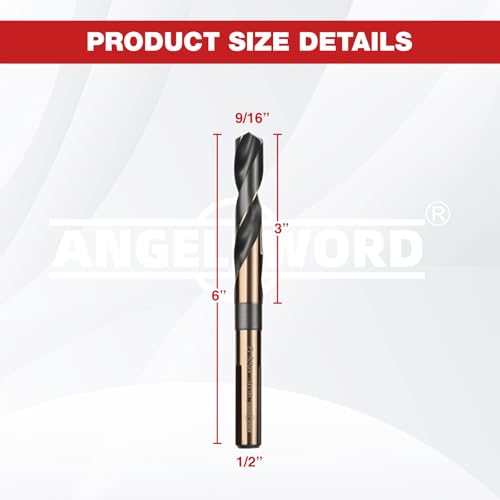 ANGELSWORD 9/16" Reduced Shank Drill Bit for Hard Wood, Mild Steel, Metal - size: I. 9/16 inch