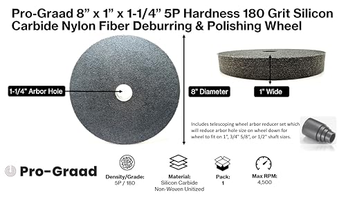 Nylon Fiber Deburring Wheel 8" x 1" x 1-1/4" 5P Hardness 180Grit - style: 8" x 1" x 1-1/4" 5P Hardness 180 Grit