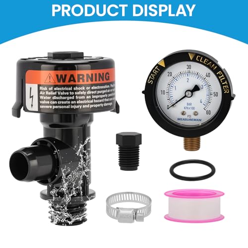 MEASUREMAN Manual Air Relief Valve, Pool Filter Valve with Pressure Gauge, Spa Filter Replacement - size: Manual Air Relief Valve