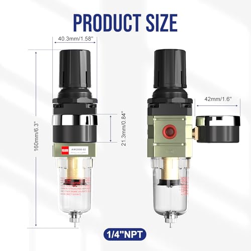 1/4 NPT Airbrush Regulator Air Compressor Moisture Water Trap - color: Radial-semi-auto Drain