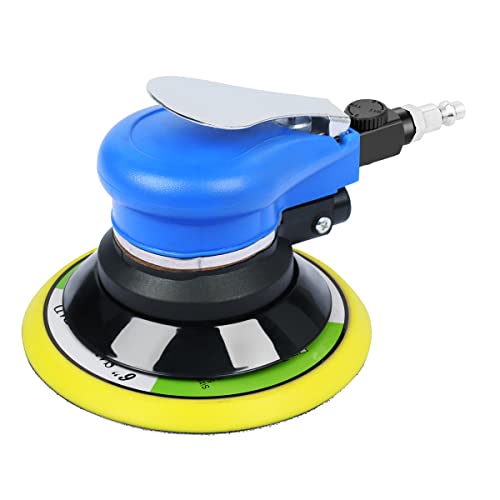 Air Random Orbital Sander 6-inch Dual Action Pneumatic Orbit Orbit Polisher Pro Grinding Sanding Tools Silver - color: Blue / 6"