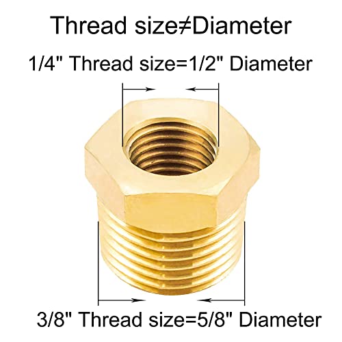 Joywayus 10Pcs Brass Reducing Hex Bushing 3/8" NPT Male to 1/4" NPT Female - size: 3/8" NPT Male x 1/4" NPT Female, style: 10PCS