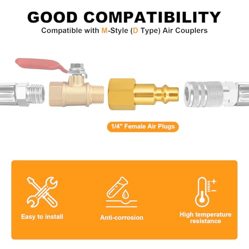 UNWAVER 1/4 Inch NPT Brass Female Air Hose Quick Connect Adapter Kit-10PCS - style: U-QZF