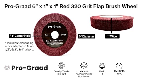 Red Bench Grinder Finishing Flap Brush Wheel 6" x 1", P320 Grit - style: 6" x 1" x 1" Red