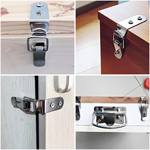 4PCS 106mm Stainless Steel 90-Degree Tool Box Hood Locks Latches Cabinet Trunk Trailer Tool Box Door Hood Locks Latches Tool Box Hasps Closet Case Box Chest Barn Crate Hasps Latches - size: 106mm