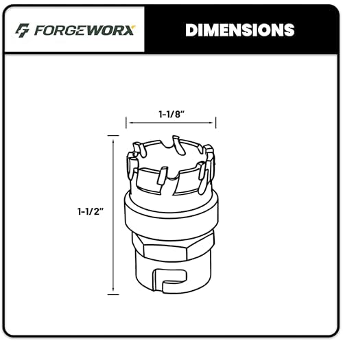 1-1/8 Inch Carbide Hole Saw - Quick Change, Tungsten Carbide Cutting Teeth, Heavy Duty Hole Saw for Electricians and Professionals (1-1/8“ Hole Saw) - size: 1-1/8"
