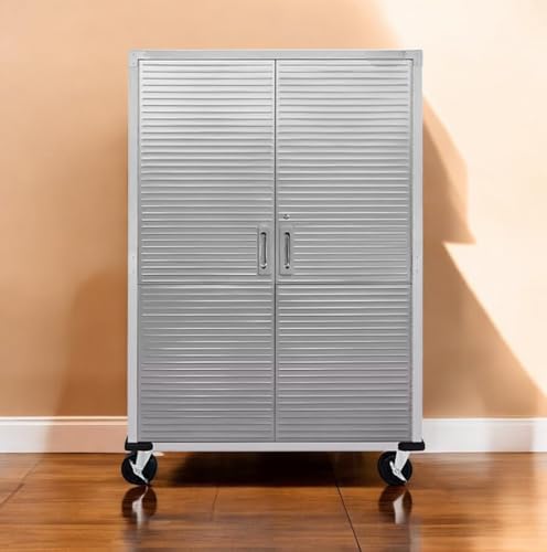 Heavy-Duty Storage Cabinet with Roller Doors, Rolling Casters (Granite Grey, 48" W x 18" D x 72" H) - color: Granite Grey, size: 48" W x 18" D x 72" H