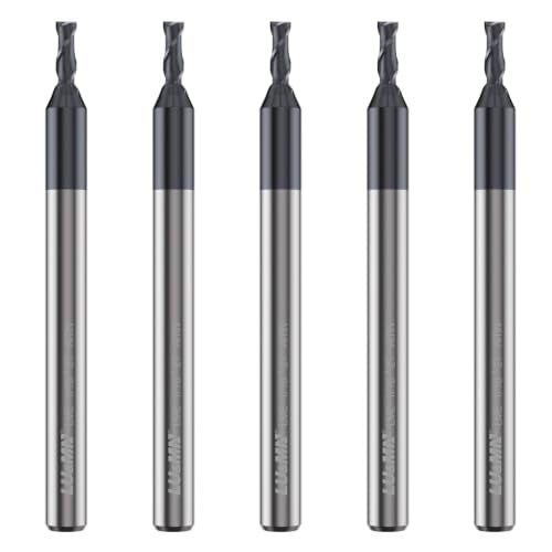 Carbide Square End Mill - 2 Flute - 1/16" 2T (5 Piece, 1/16") - for Milling Alloy Steels, Hardened Steel, Metal & More – Mill Bits Sets for DIYers & Professionals by LU&MN - size: 1/16"