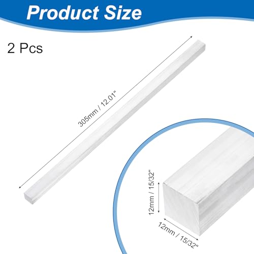 uxcell Square Aluminum Flat Bar, 15/32"x15/32"x12" (TxWxL) 12x12x305mm - size: 12x12x305mm