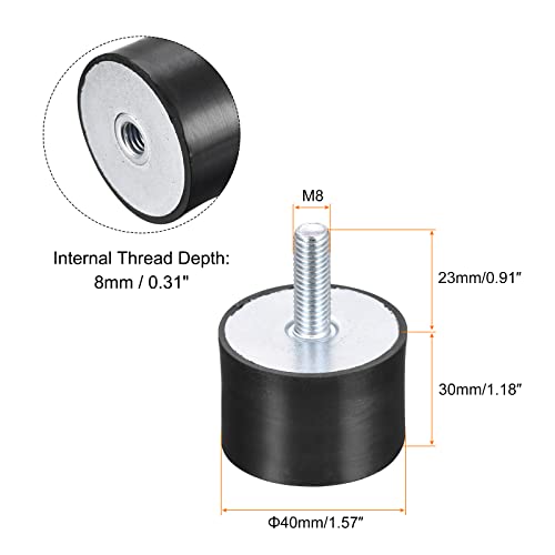 uxcell Rubber Mounts 8pcs M8 Male/Female Vibration Isolator Shock Absorber, for Garage Motor Air Compressor Car Boat Bobbins, D40mmxH30mm - size: M8x40mmx30mm