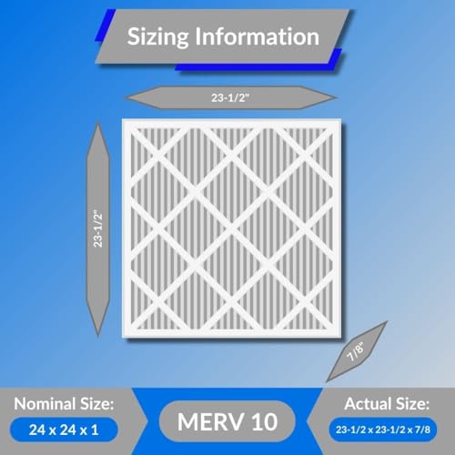 Glasfloss ZL 24x24x1 Pleated Air Filters, 6-Pack, MERV 10, AC & Furnace - size: 24x24x1