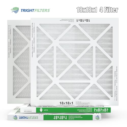 TRIGHTFILTERS 18x18x1 Air Filter 4 Pack, MERV 8 Pleated HVAC Furnace Filter - size: 18x18x1