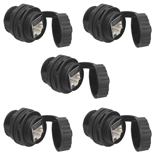 5PCS 10Gbps CAT7 Panel Mounting Shielded RJ45 Waterproof Connector - size: 5 Pieces CAT7