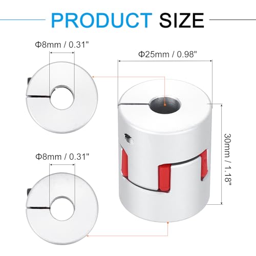 MECCANIXITY Aluminum Shaft Coupling Shaft Coupler 8mm to 8mm Flexible Spider Coupling L30mm x D25mm Coupler Jaw Spider Shaft Joint Connector for 3D Printers DIY CNC Router Milling Machine - size: 8mm to 8mm