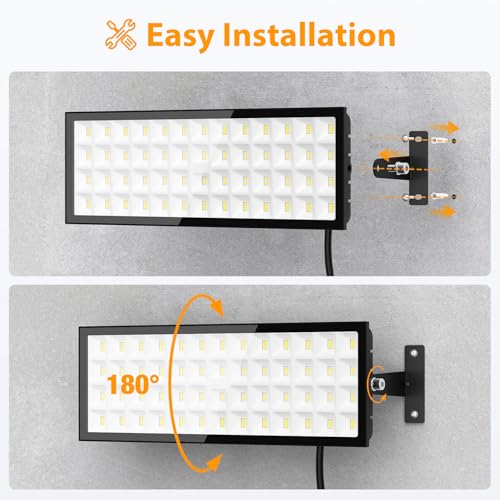 2pack Shop Lights,160w 21000lm Led Shop Light,Plug In Garage Lighting,Ip66 Waterproof Work Lights For Workshop,4.92ft Power Cord And On/Off Switch,6500k Super Bright Outdoor Flood Light For Warehouse