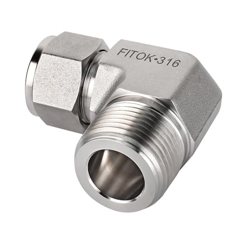 316 Stainless Steel Compression Tube Fitting Male Elbow 1/2" Tube OD x 1" Male NPT 5300 psi, SS-LM-FL8-NS16 - size: 1/2" OD x 1" MNPT