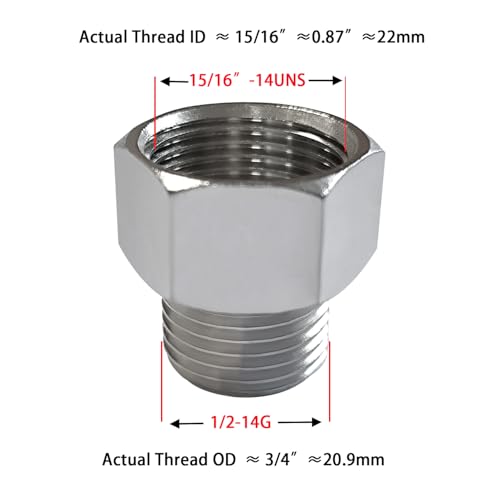 7/8" Female Thread to 1/2" Male Threaded Toilet Bidet Hose Adapter - size: 7/8" Female x 1/2" Male