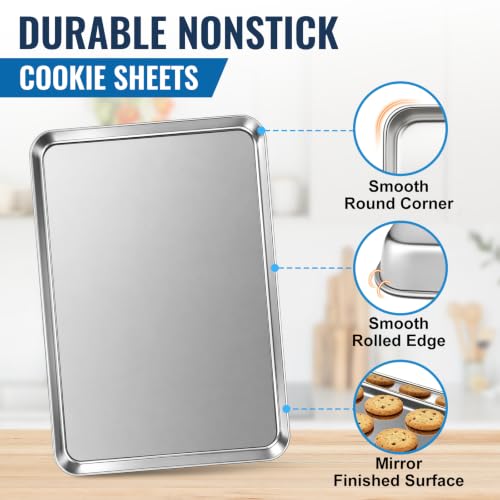 Stainless Steel Baking Sheet, Extra Large 20 x 14 Inch Heavy Duty Stainless Steel Cookie Sheet, Commercial Grade Nonstick Non-Toxic Baking Pan, Oven Tray for Roasting & Baking, Dishwasher Safe