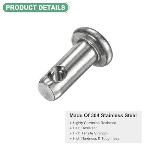 M METERXITY 20-Pack Single Hole Clevis Pins, M4 x 10mm 304 Stainless Steel Flat Head Clevis Pins for Mechanical Linkage/Fixed Parts/Ship Rigging, Link Hinge Pin Reusable - size: M4x10mm