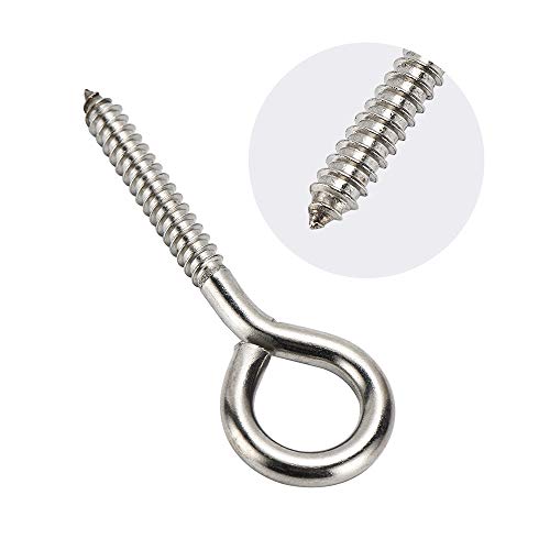 HOME MASTER HARDWARE Stainless Steel Eye Hooks, 10 Pack, Heavy Duty, Rust Resistant, 4.25 Inch, Indoor Outdoor Use - size: 5/16 in x 4-1/4 in