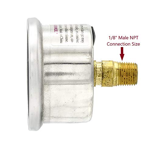 PIC Gauges 202L-158K Center Back Mount Glycerine Filled Pressure Gauge w/ SS Case/Bezel, Brass Internals, PC Lens, 1.5" Dial, 0/600 psi Range, 1/8" Male NPT - style: 0 - 600 PSI