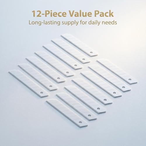 18mm Ceramic Utility Knife Blades Refills, 12 Pack - 60 Degree Snap Off Replacement Blades for Box Cutters, Never Rusts, Non-Magnetic, Non-Conductive Craft Knife Blade - color: 18mm/60 Degrees