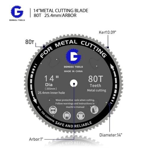 14 in Metal Circular chop Saw Blade for Evolution Saw Carbide Cutting Blade - size: 14inch-80T