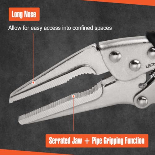 6.5" Long Nose Locking Pliers, Needle Nose Vise Grips, Forged Carbon Steel, Anti-Slip TPR Handle, Adjustable Clamping Pressure, Quick Release, Multipurpose Clamping Tool for Tight Spaces - style: 6.5" Long Nose