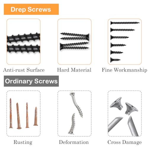 #8 x 1 Inch Drywall Screws Phillips Flat Head Black Oxide Screws 125 PCS, Wood Screws for Furniture Cabinet DIY - size: #8×1