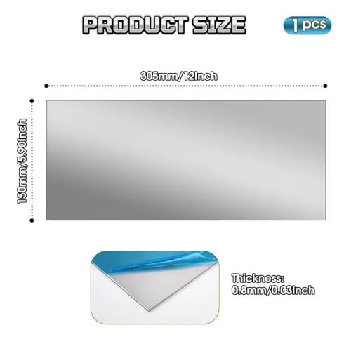 430 Stainless Steel Sheet Metal, 12" x 6", 22 Gauge (0.8mm) Stainless Steel Plate, Cut to Size Metal Sheet for Crafts, Kitchen & Office Projects, 1 Pack - size: 12" x 6" x 0.03"