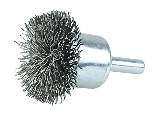 Weiler 10038 1-1/2" Circular Flared Crimped Wire End Brush, .020" Steel Fill, Made in the USA - size: 0.020 Wire Size, style: Steel