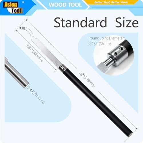 Swan Neck Hollower Carbide Tipped Lathe Chisel Mini Tools Bar Wood Turning Tool Set with Ci3 12mm Round Carbide Insert Cutter for Wood Hobbyist or DIY or Carpenter