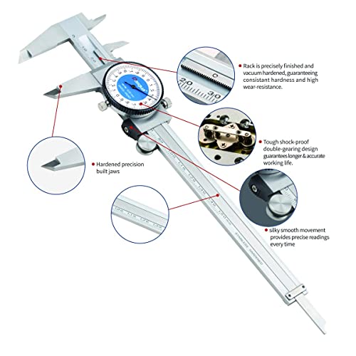 Dasqua 1332-4115 0-8" Machinist Grade Dial Caliper - size: 0-8"