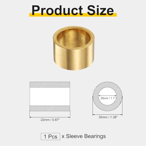 uxcell Sleeve Bearings, 28mm Bore x 35mm OD x 22mm Length - size: 28x35x22mm