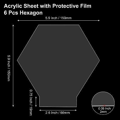 6 PCS 2mm Hexagon Acrylic Blanks, Clear for LED Light Base - size: Hexagon Shaped
