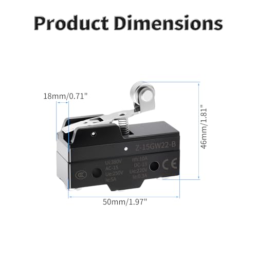 2 Pcs Z-15GW22-B Micro Limit Switch, 5A 250VAC Micro Switch, SPDT - color: Z-15GW22-B