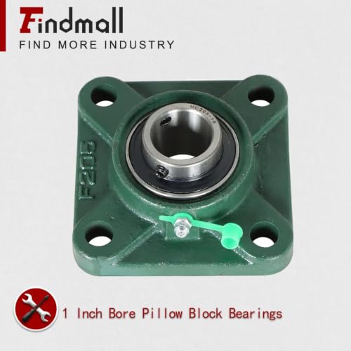 findmall 10Pcs UCF205-16 Pillow Block Bearing 1 Inch Bore Pillow Block Bearings Bearing Steel 4 Bolt Pillow Block Flange Bearing Self Alignment