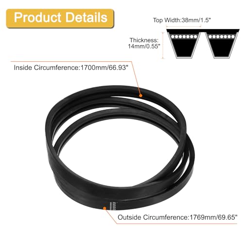uxcell 2/B67 Classic Wrapped 2 Banded V-Belt, 70" Outer Circ B Profile - size: 2/B67