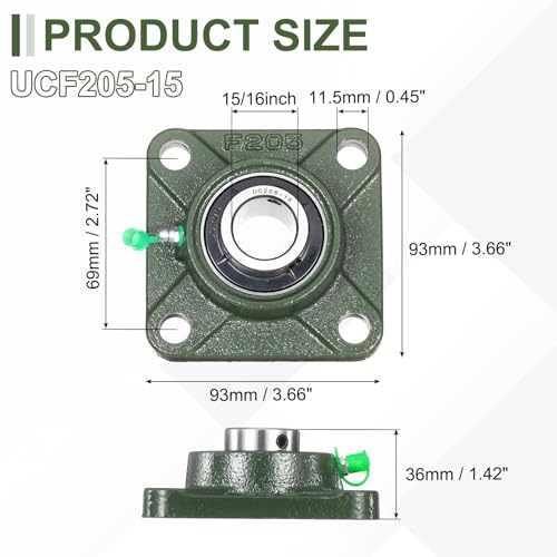 uxcell UCF205-15 Pillow Block Bearings,15/16 inch Bore(ABEC3) - size: UCF205-15 (15/16 inch)