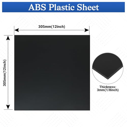 4 Pack Black ABS Plastic Sheet, 12" x 12" x 1/8" Thick Hard Thermoplastic Sheet, Moldable Plastic Panel for Crafts, Car Interiors, Home Decor, DIY Projects - color: Black, size: 12"x12"x1/8"