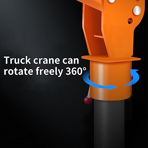 Pismire 1100lb Folding Truck-Mounted Jib Crane - 3500lb 12V Electric Winch Combo, 360° Swivel, Dual Remotes (Infrared/Wired), Painted Steel,Orange - size: 1100 with 3500 winch RC