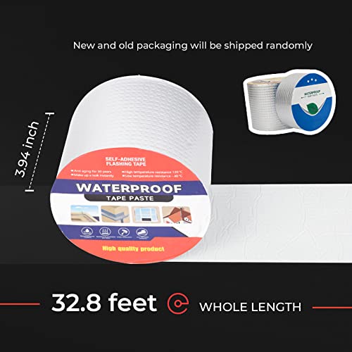 Butyl Waterproof Aluminum Foil Tape 3.94" W X 32.8'L With Rubber Adhesive for Pipe, RV Repair, Glass Repairs, Air Mattress Patch, Roof Patching, Silver - size: 3.94"W X 32.8'L