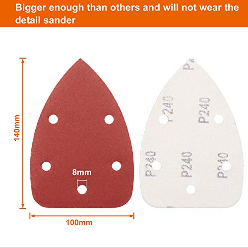 Detail Sander Paper, 120-600 Grits, Hook and Loop Backing, 5 Holes, for Sanding and Polishing, 60 Sheets - size: 120-600